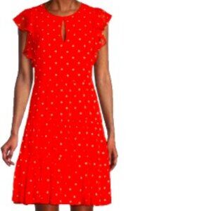 BNWT Tommy Hilfiger ORANGE POP Polka Dot Flutter Sleeve (4)